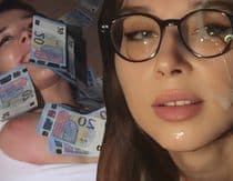 Laruna Mave chupa pollas y recibe corridas en la cara por dinero